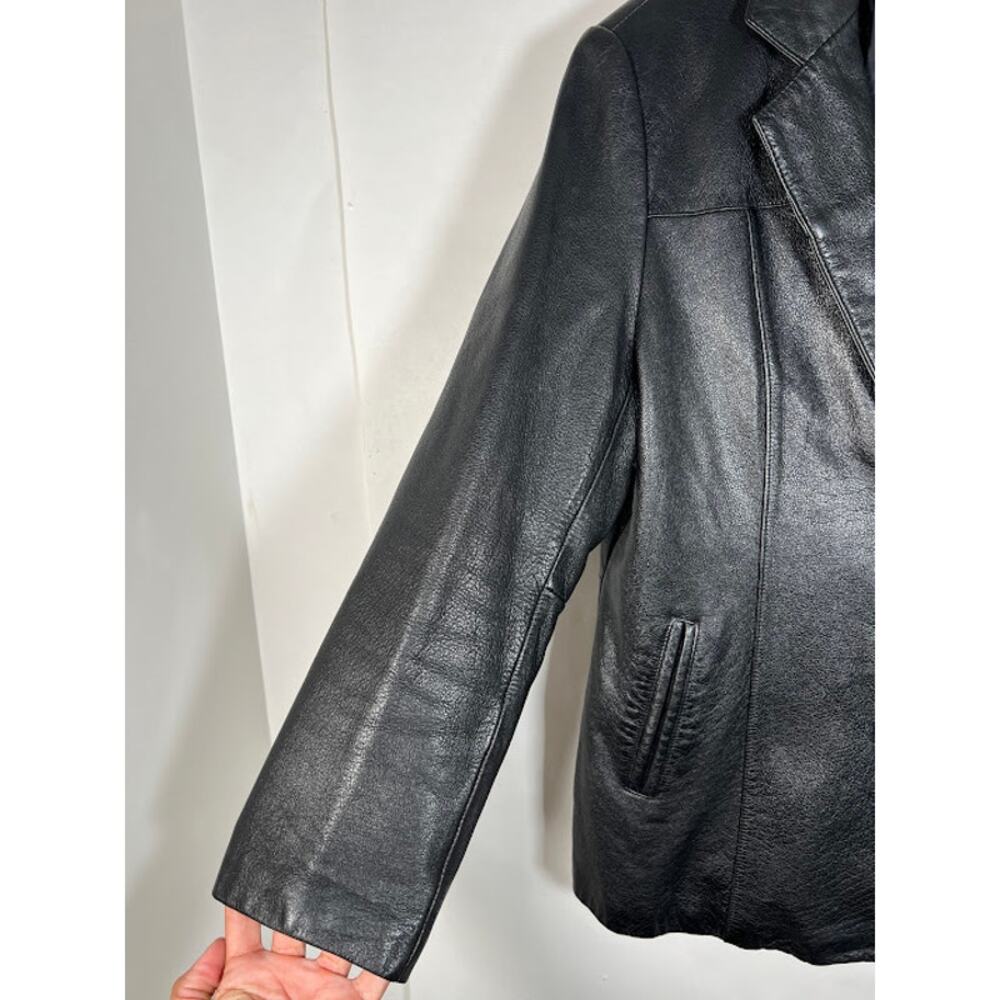 Wilson Leather Button Down Blazer Jacket Black L … - image 4